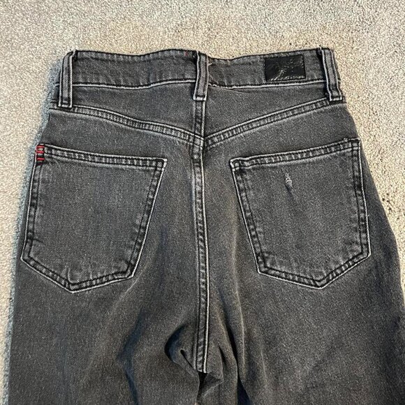 UO BDG High-Waisted Comfort Stretch Distressed Flare Jeans - Washed Black 26 - Picture 5 of 5